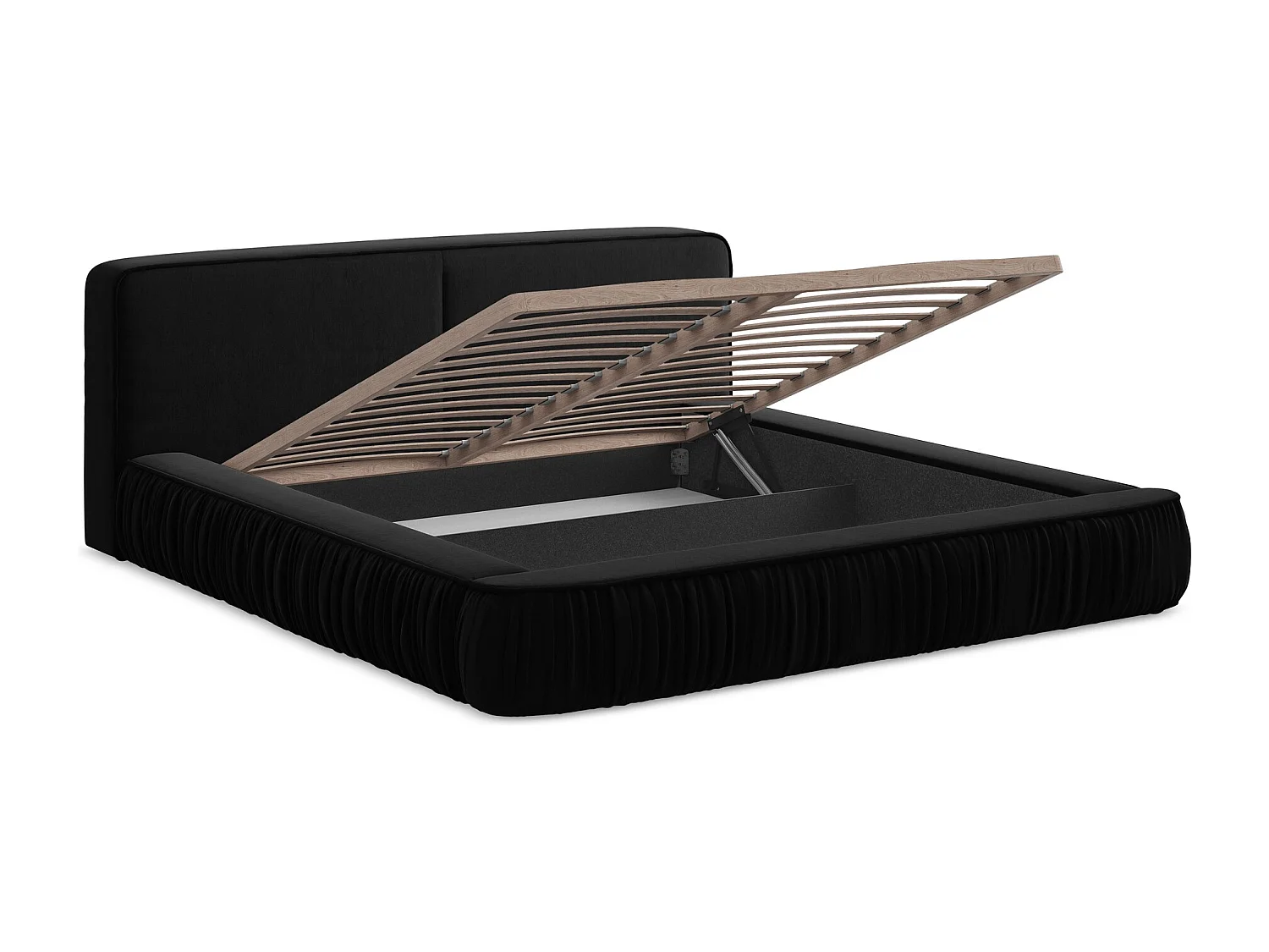 Polsterbed mit Stauraum - 198 x 238 - Samt - Schwarz - KEONI