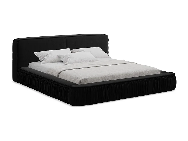 Polsterbed mit Stauraum - 198 x 238 - Samt - Schwarz - KEONI