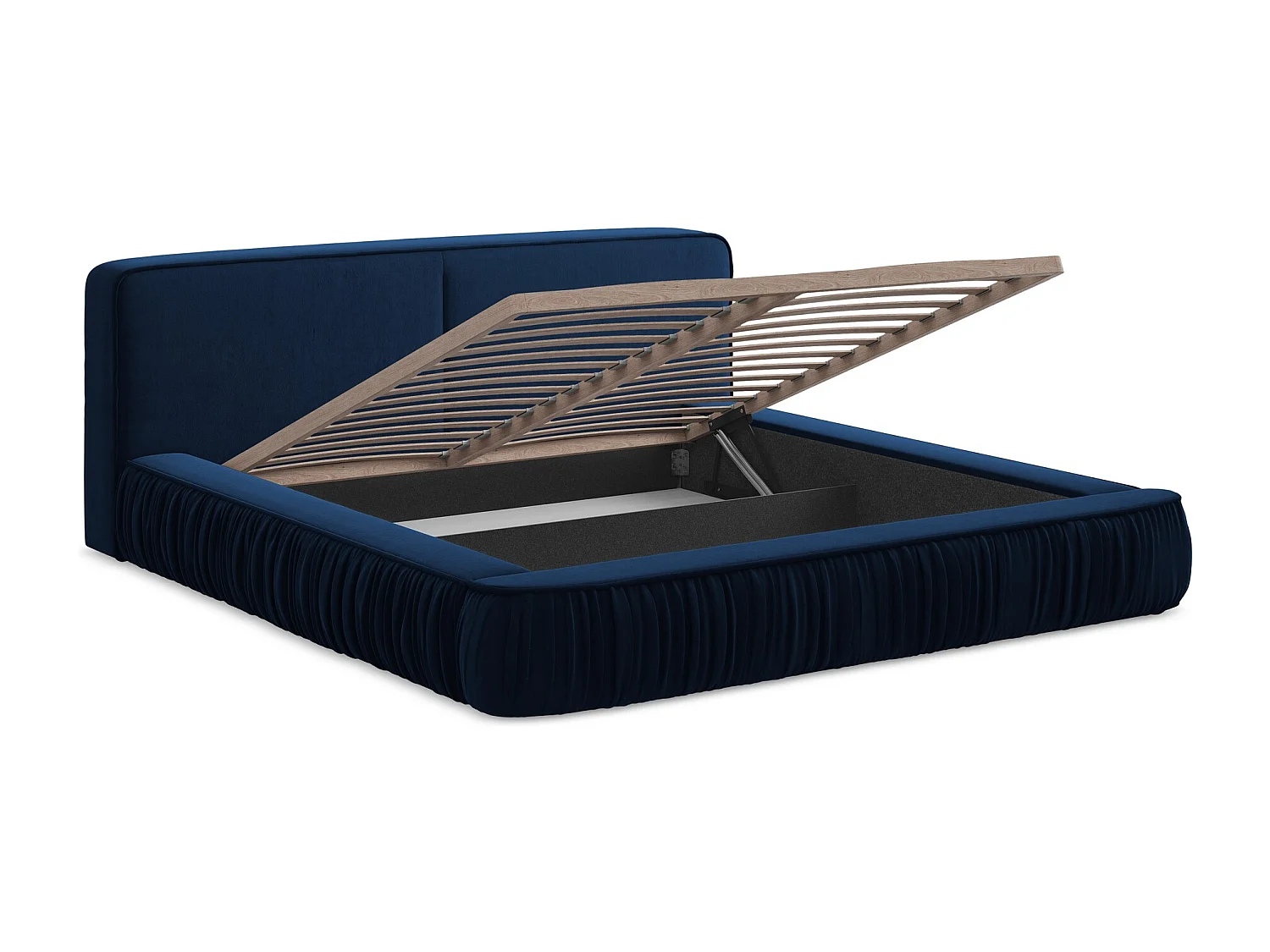 Lit rembourré avec rangement 178 x 238 - en Samt - bleu royal - KEONI