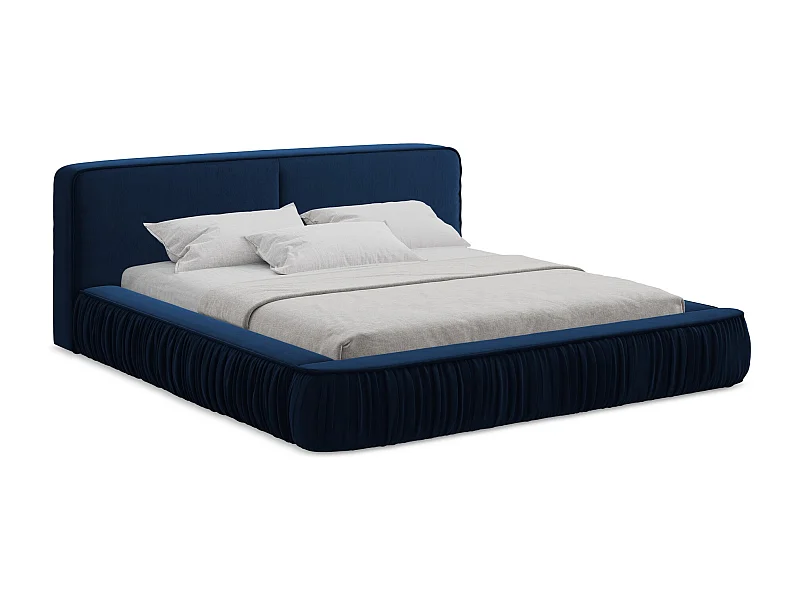 Polsterbed mit Stauraum - 178 x 238 - Samt - Königsblau - KEONI