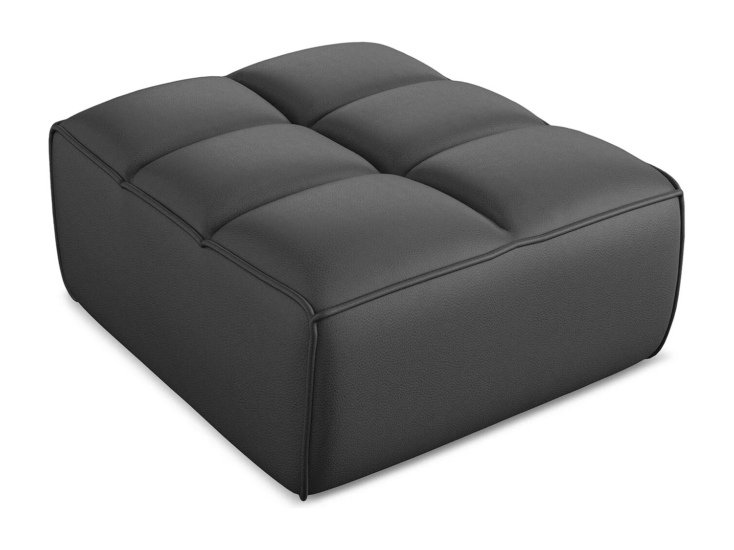 Pouf en Cuir artificiel - gris - KALAI