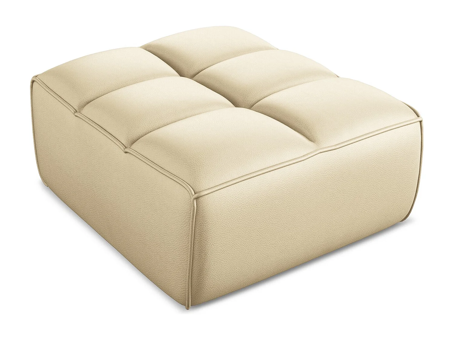Pouf en Cuir artificiel - beige - KALAI