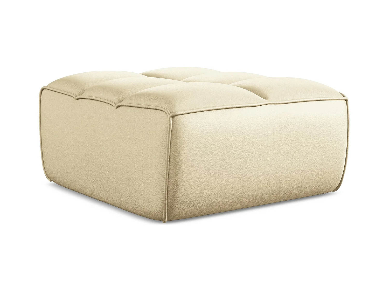 Pouf - Hocker - Kunstleder - Beige - KALAI