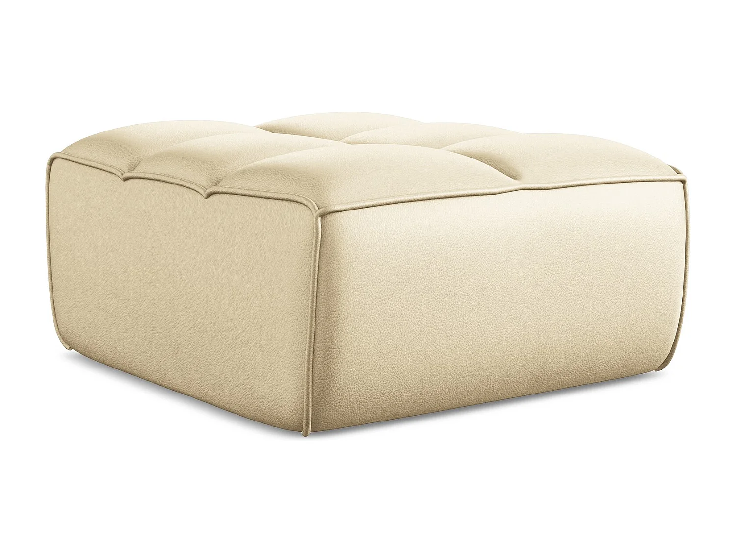 Pouf en Cuir artificiel - beige - KALAI