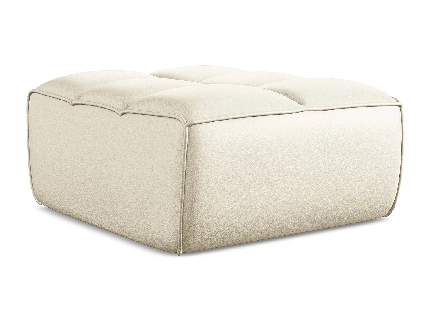 Pouf en Cuir artificiel - beige clair - KALAI