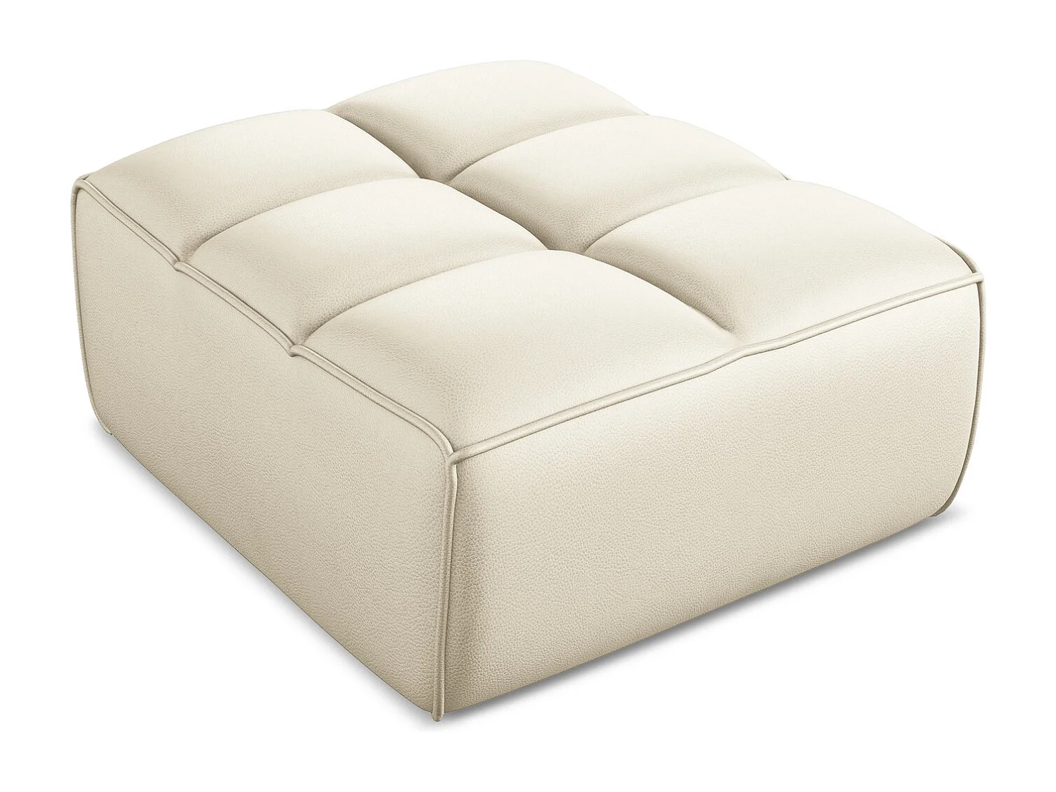 Pouf en Cuir artificiel - beige clair - KALAI