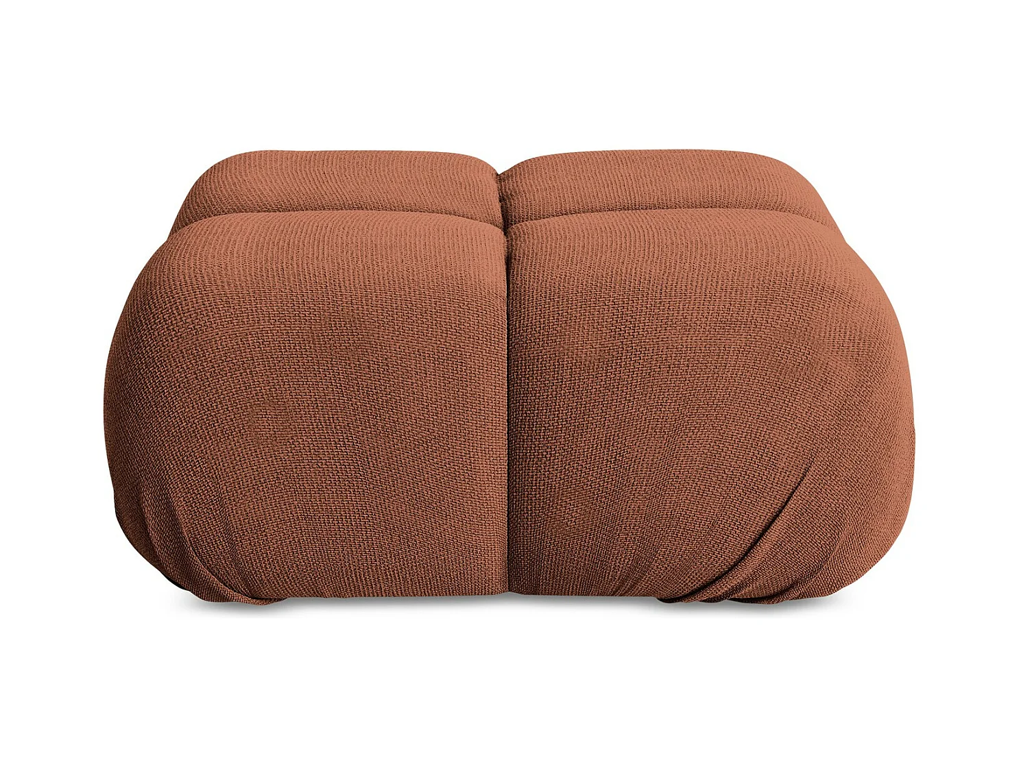 Poef van terracotta chenille stof - LOKUA