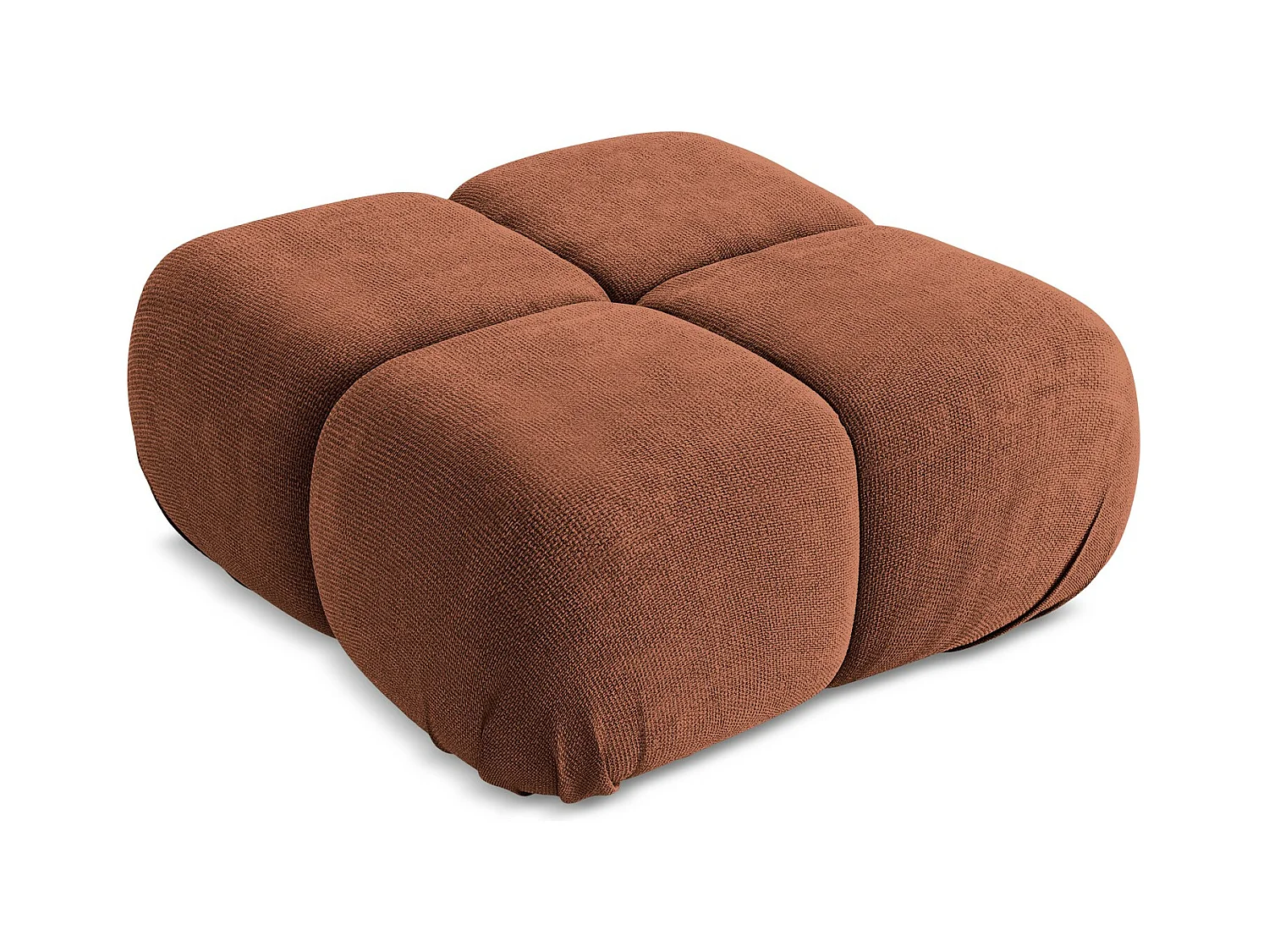 Poef van terracotta chenille stof - LOKUA