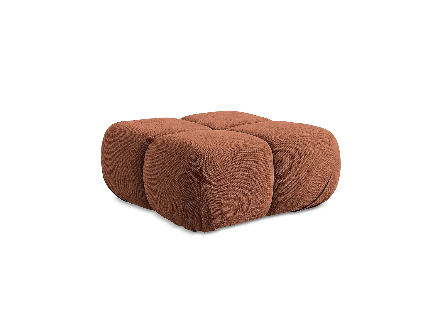 Pouf en tissu chenille - terre cuite - SANREMO
