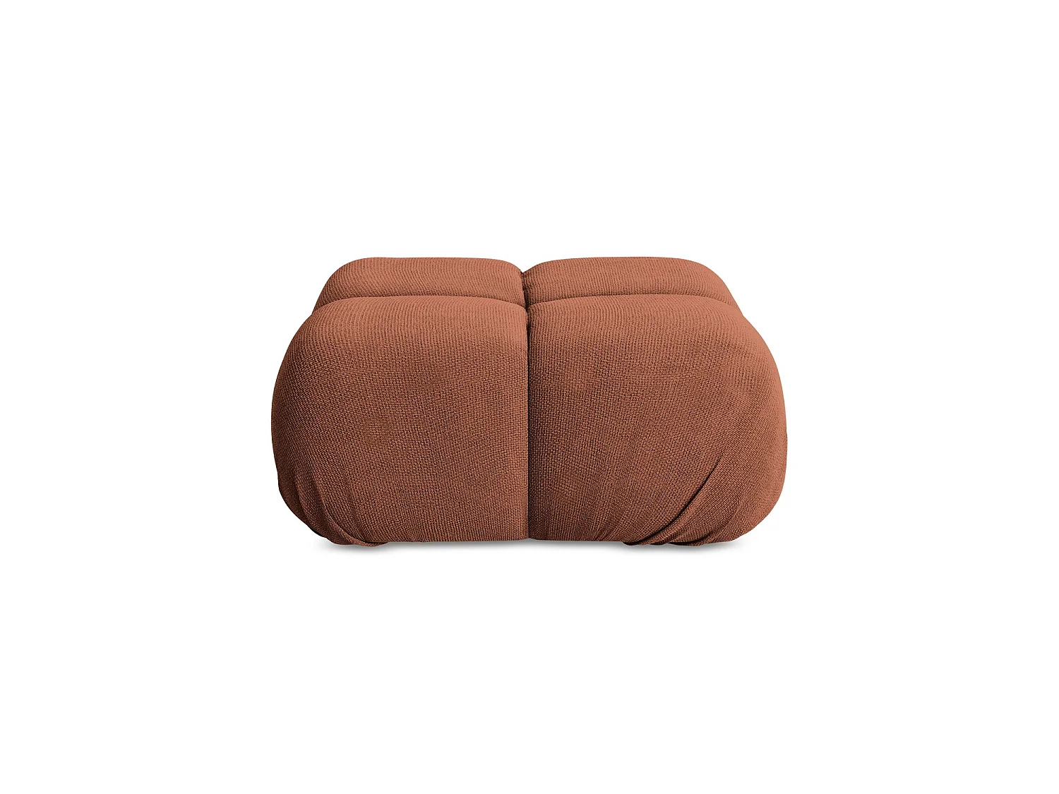 Pouf en tissu chenille - terre cuite - SANREMO