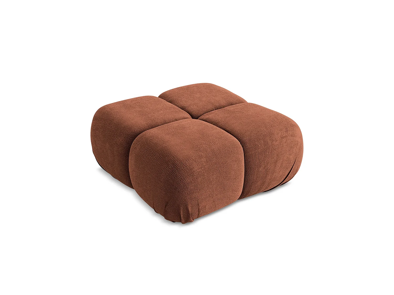 Pouf en tissu chenille - terre cuite - SANREMO