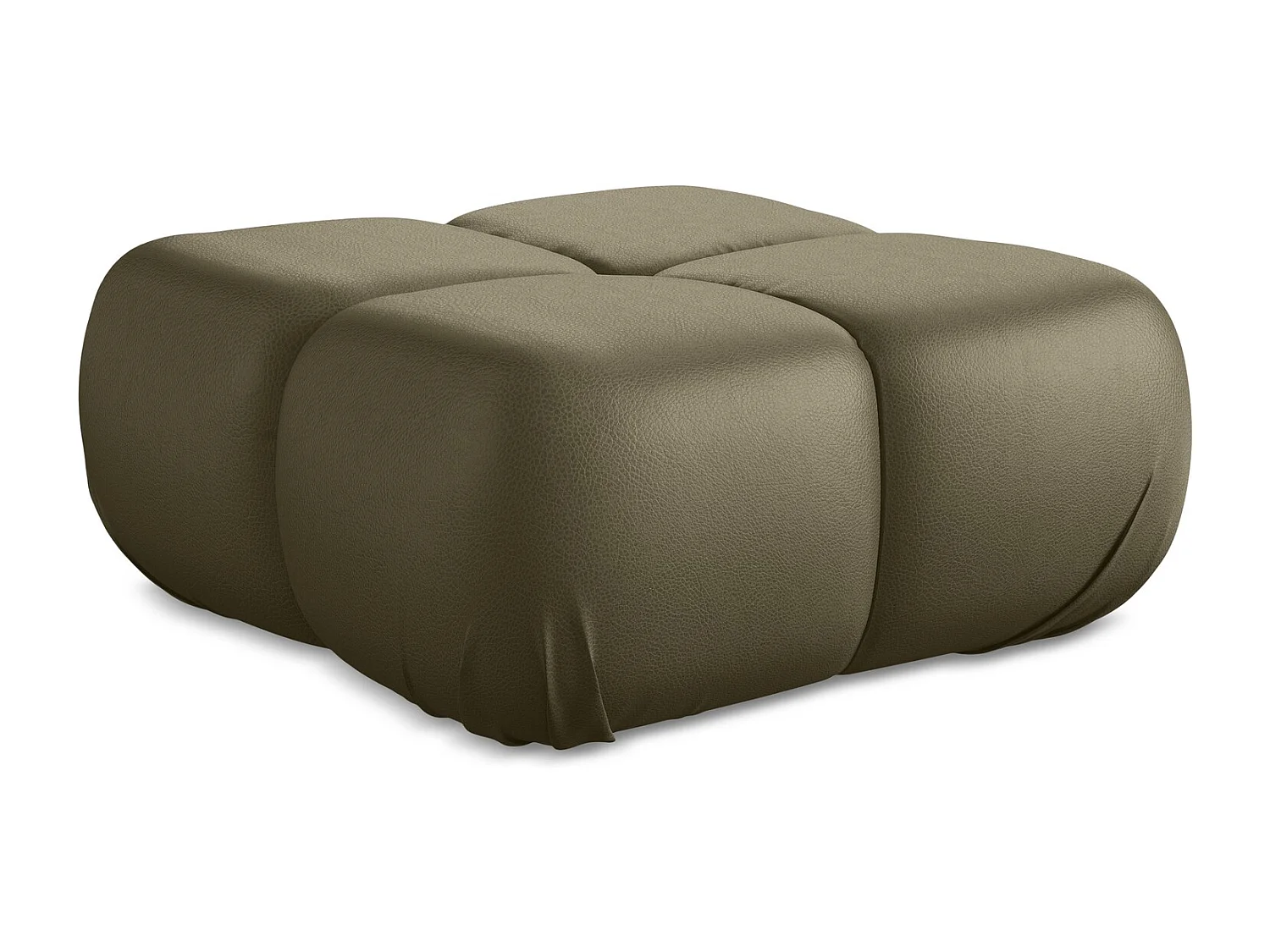 Puff em couro sintético azeitona - LOKUA
