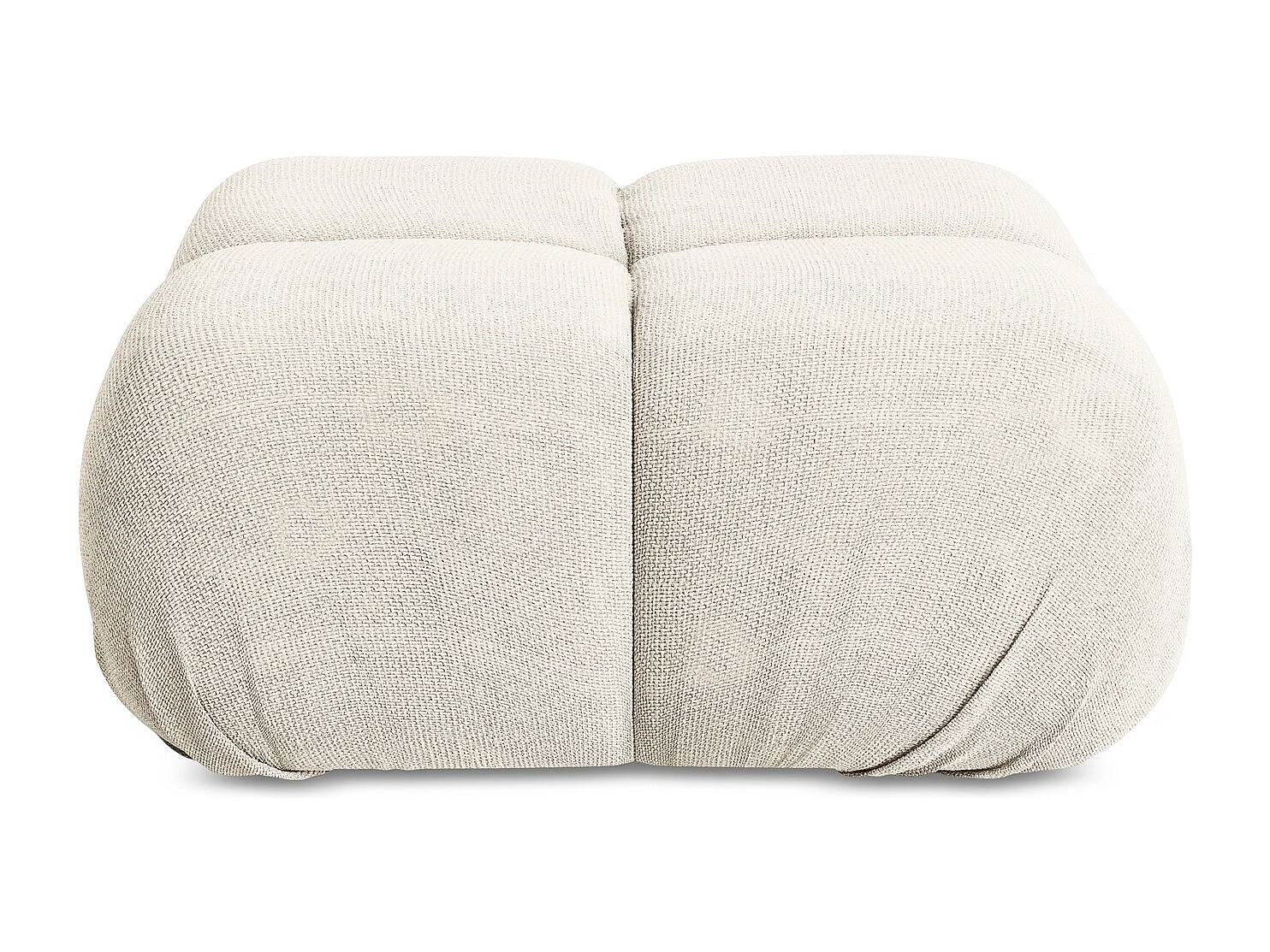 Poef van lichtbeige chenille stof - LOKUA