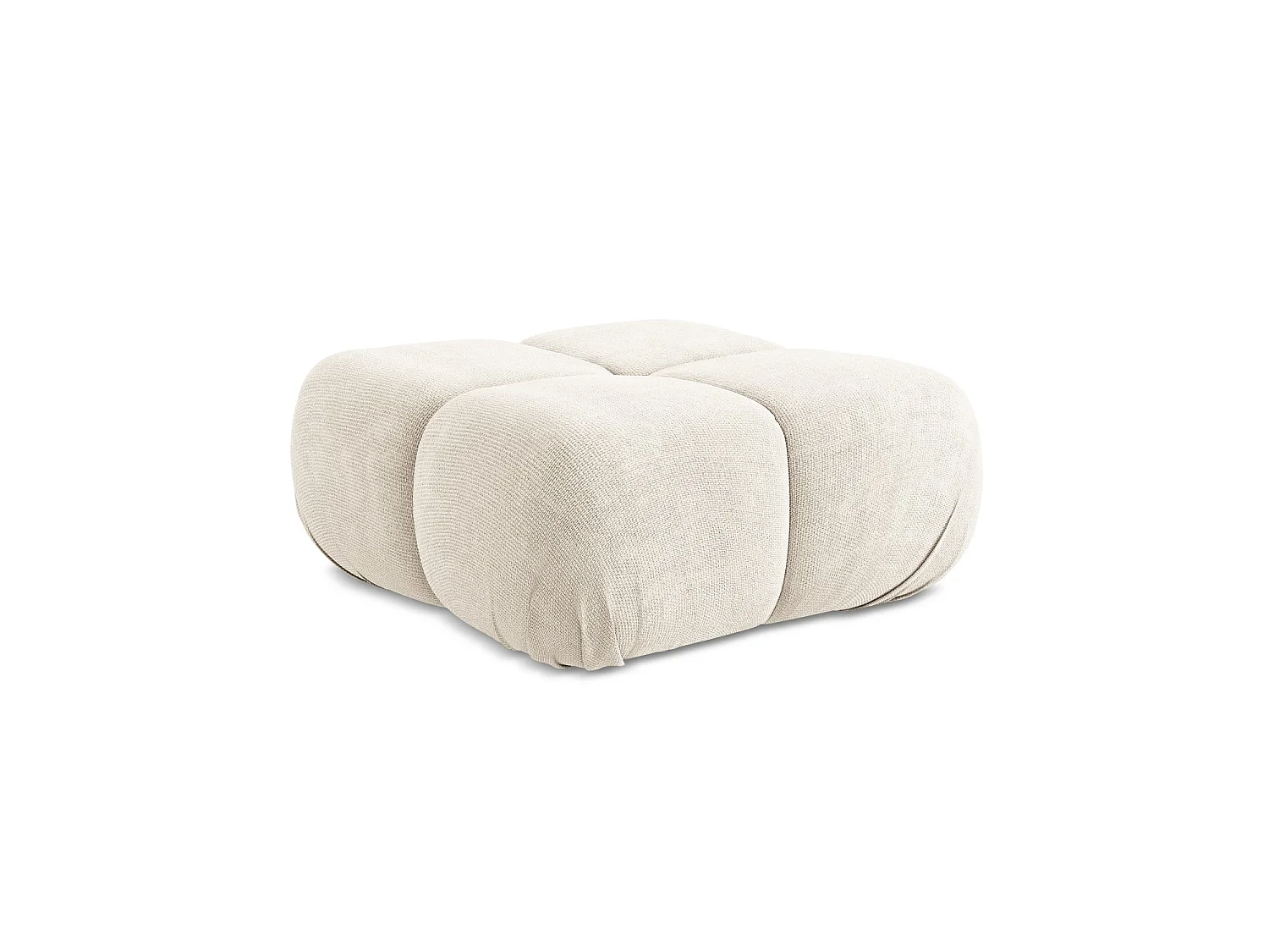Pouf en tissu chenille - beige clair - SANREMO