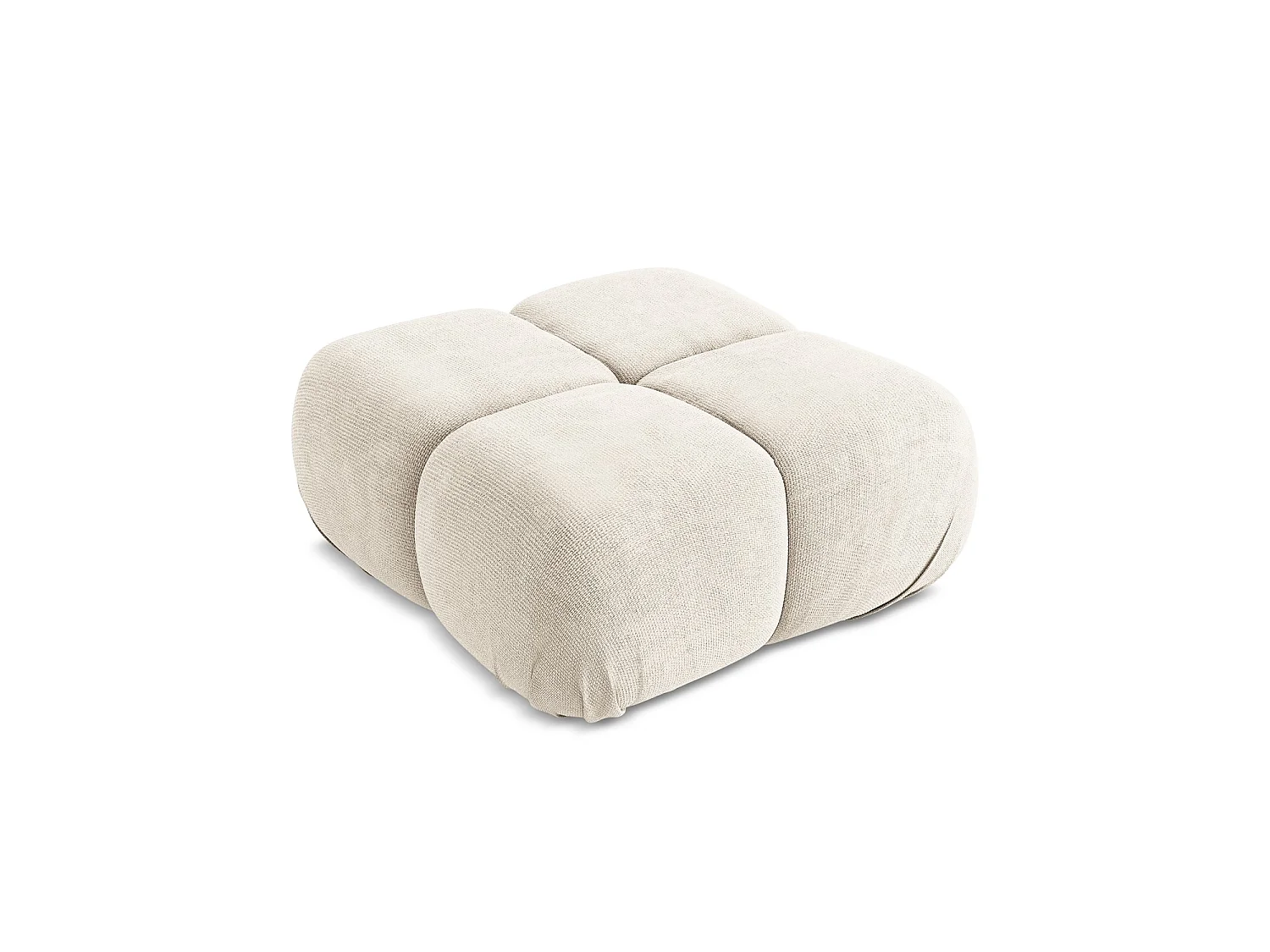 Pouf en tissu chenille - beige clair - SANREMO