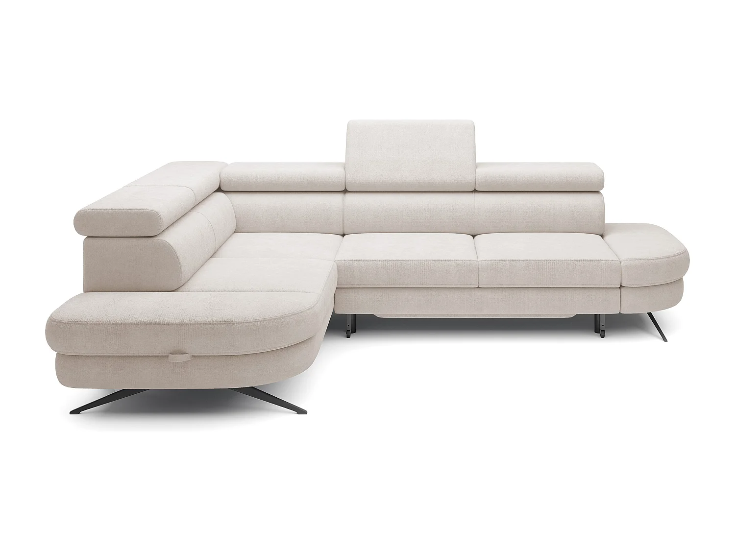 Ecksofa OTIS mit Schlaffunktion 131x207 cm, verstellbare Kopfstützen, AURORA links, 276x218x97 cm, Farbe Beige