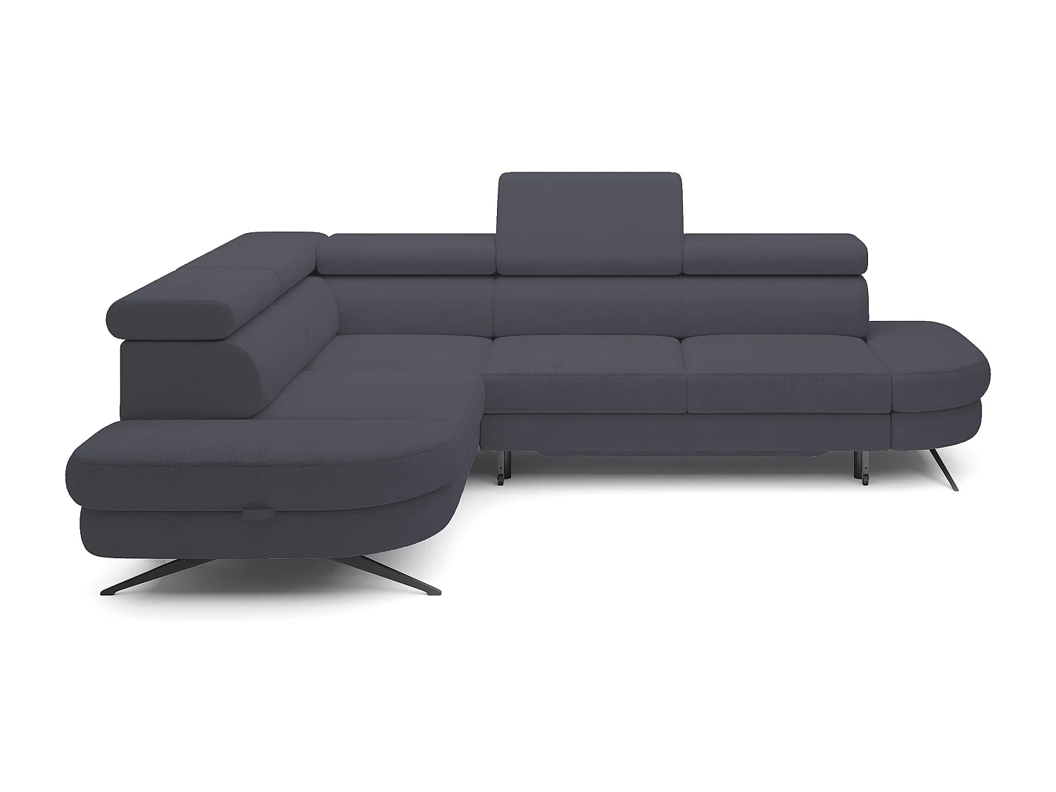Ecksofa OTIS mit Schlaffunktion 131x207 cm, verstellbare Kopfstützen, AURORA links, 276x218x97 cm, Farbe Dunkelgrau
