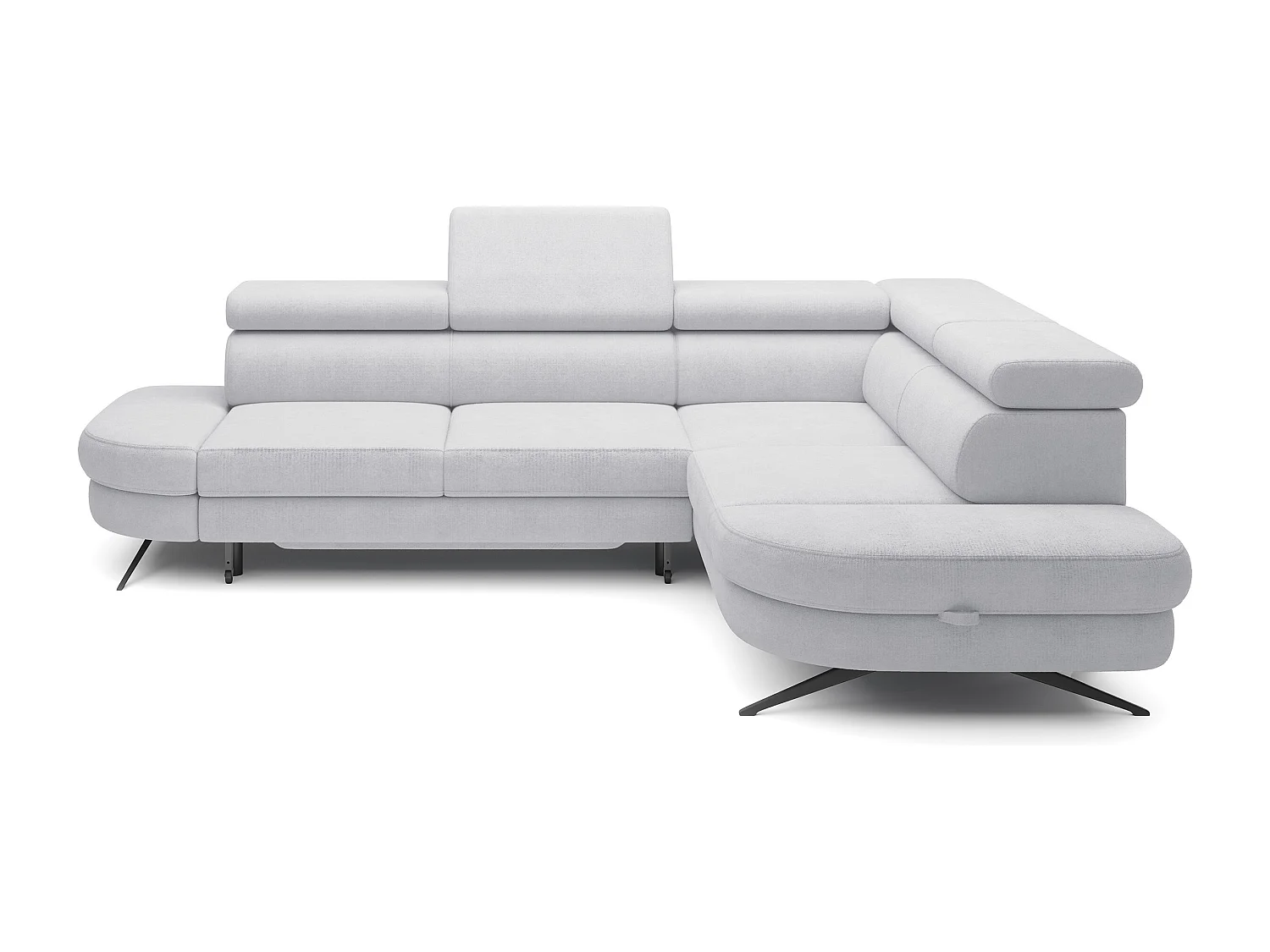 DomoHome canapé d'angle OTIS couchage tête réglable AURORA tissu droite 131x207cm 276x218x97cm gris cendré