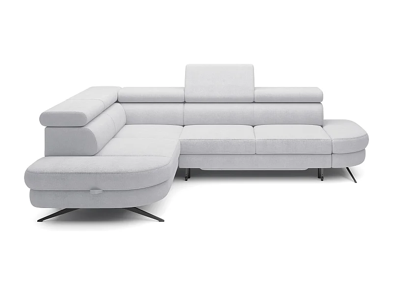 DomoHome canapé d'angle OTIS couchage tête réglable AURORA tissu gauche 131x207cm 276x218x97cm gris cendré