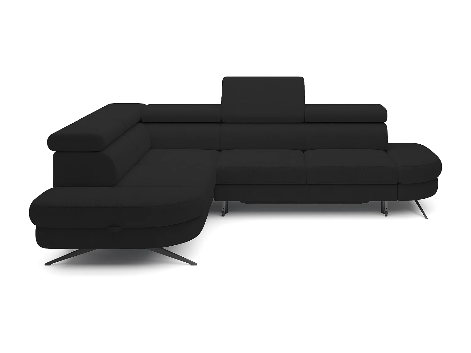 DomoHome canapé d'angle OTIS couchage tête réglable AURORA tissu gauche 131x207cm 276x218x97cm noir