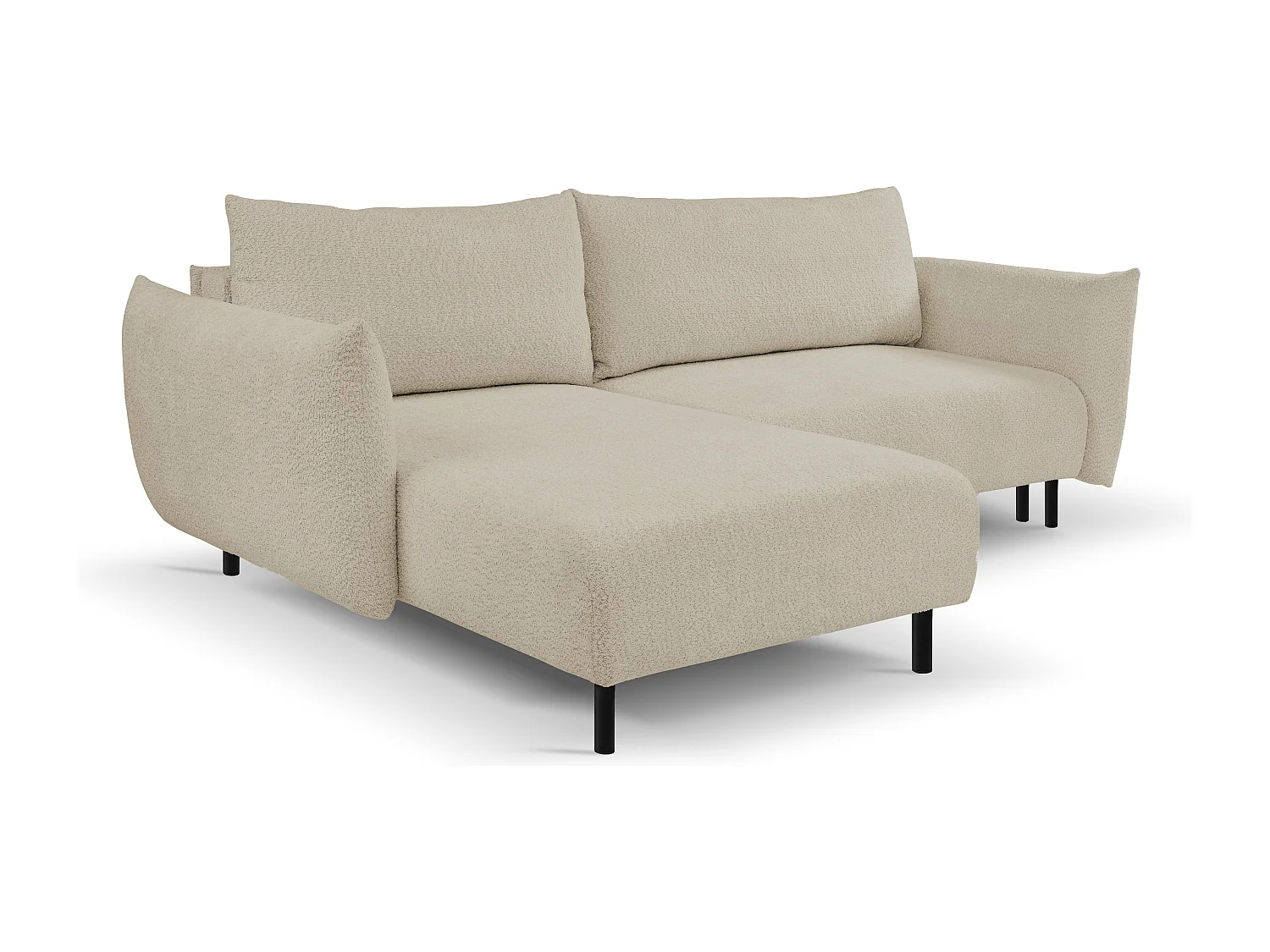 Narożnik ADEL z funkcją spania i pojemnikiem na pościel – Układ L, metalowe nogi, regulowana konfiguracja, 145x212cm, 257x90x171cm CIEMNOBEŻOWY