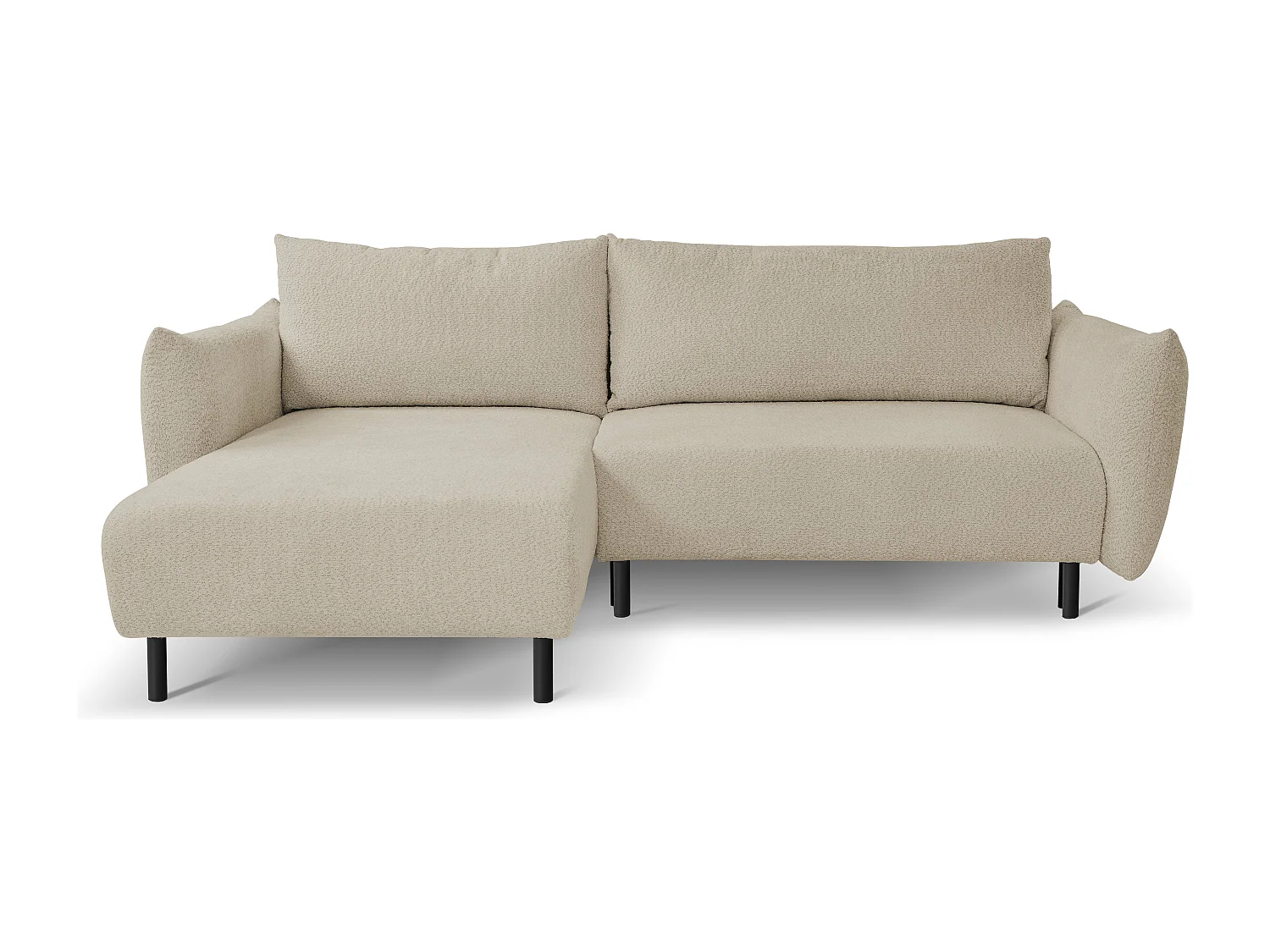 Hoekbank ADEL met slaapfunctie en opbergruimte – L-vorm, metalen poten, verstelbaar, 145x212 cm, 257x90x171 cm, DONKERBEIGE