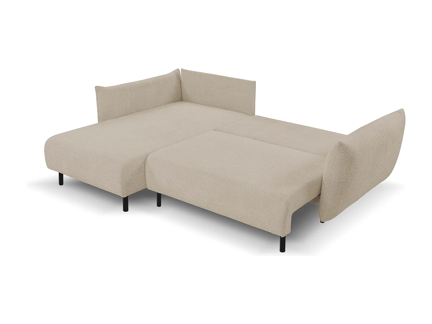 Hoekbank ADEL met slaapfunctie en opbergruimte – L-vorm, metalen poten, verstelbaar, 145x212 cm, 257x90x171 cm, DONKERBEIGE