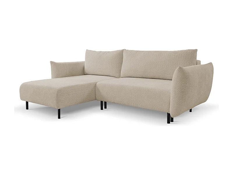 Canapé d'angle ADEL convertible avec coffre - Disposition L, pieds métalliques, configuration réglable, beige foncé 145x212cm, 257x90x171cm