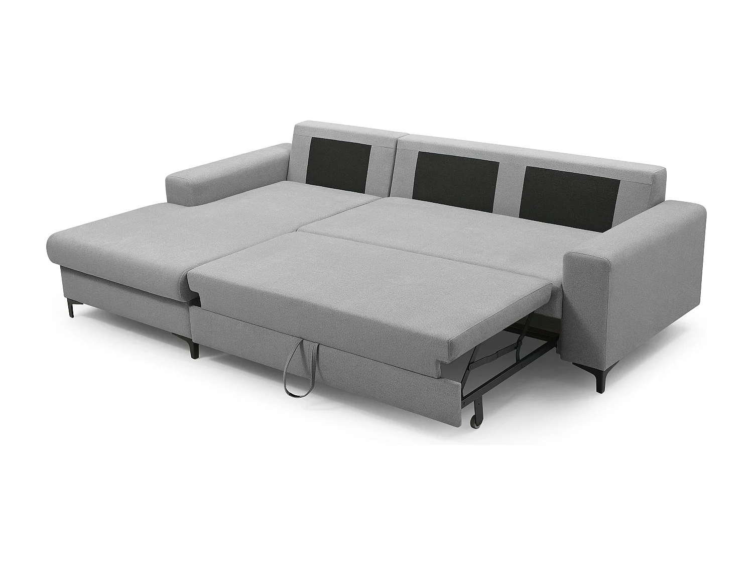 Ecksofa AVRA mit Schlaffunktion, Stauraum, linke Seite, 251x165x85 cm, Farbe: DUNKELGRAU