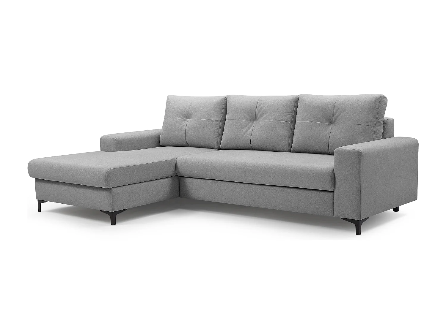 Hoekbank AVRA – Slaapfunctie, opbergruimte, linkerzijde, 251x165x85 cm, kleur: DONKERGRIJS