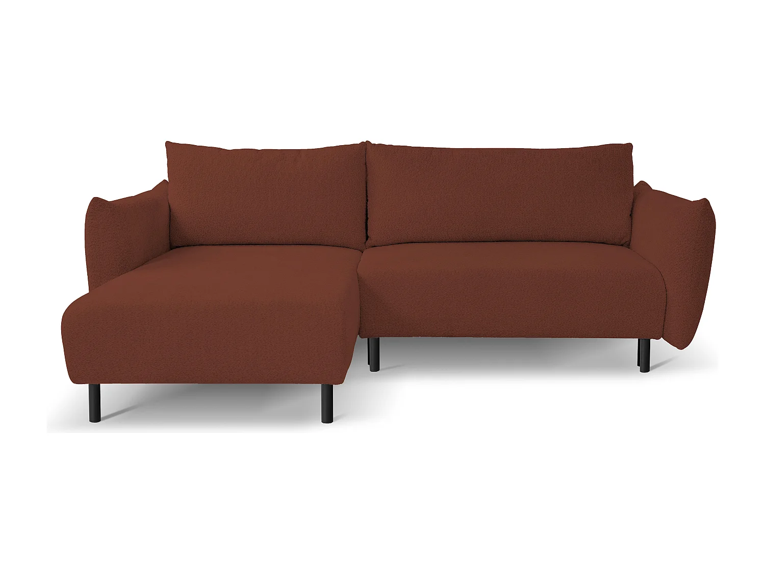 Hoekbank ADEL met slaapfunctie en opbergruimte – L-vorm, metalen poten, verstelbaar, 145x212 cm, 257x90x171 cm, BORDEAUX