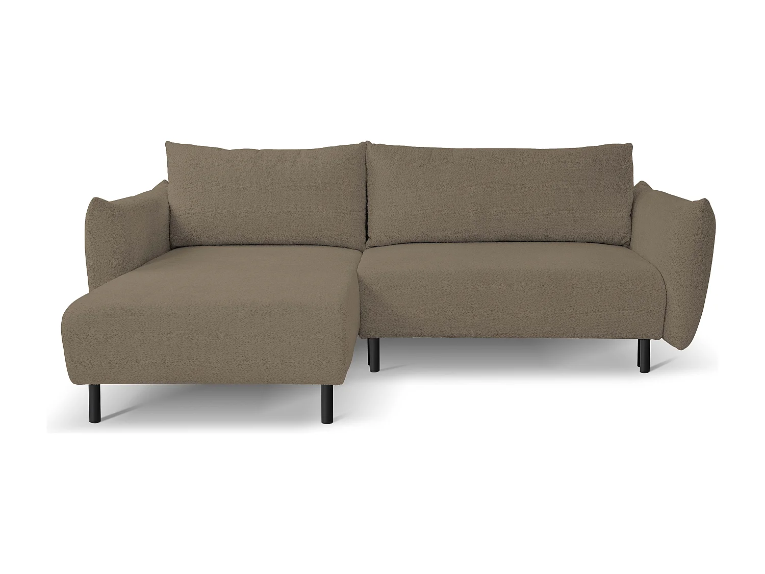 Hoekbank ADEL met slaapfunctie en opbergruimte – L-vorm, metalen poten, verstelbaar, 145x212 cm, 257x90x171 cm, GRIJS-BRUIN