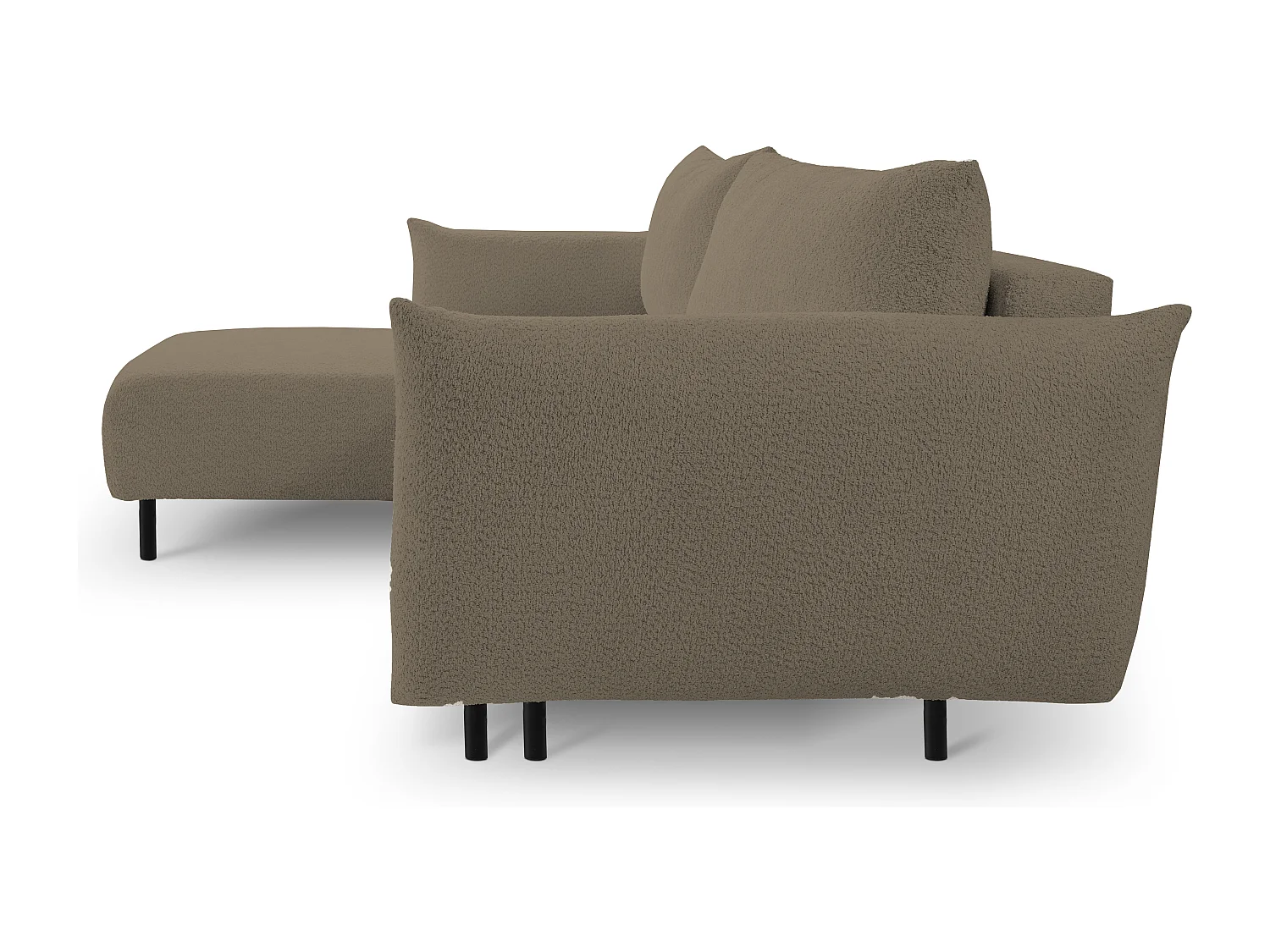 Hoekbank ADEL met slaapfunctie en opbergruimte – L-vorm, metalen poten, verstelbaar, 145x212 cm, 257x90x171 cm, GRIJS-BRUIN