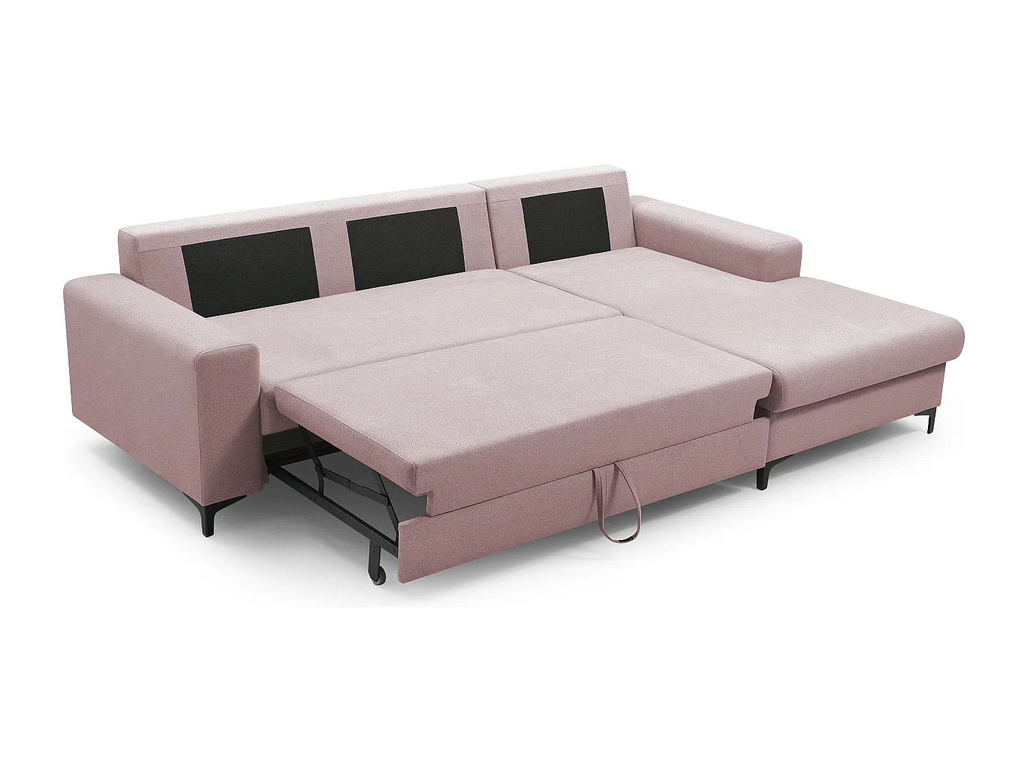 Ecksofa AVRA mit Schlaffunktion, Stauraum, rechte Seite, 251x165x85 cm, Farbe: ROSA