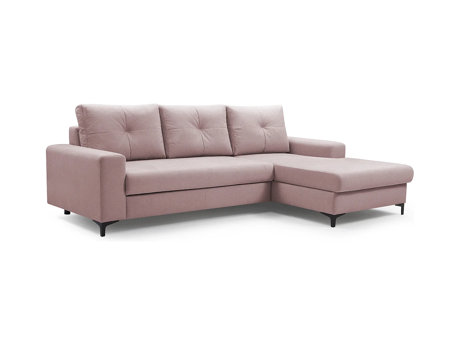 Ecksofa AVRA mit Schlaffunktion, Stauraum, rechte Seite, 251x165x85 cm, Farbe: ROSA