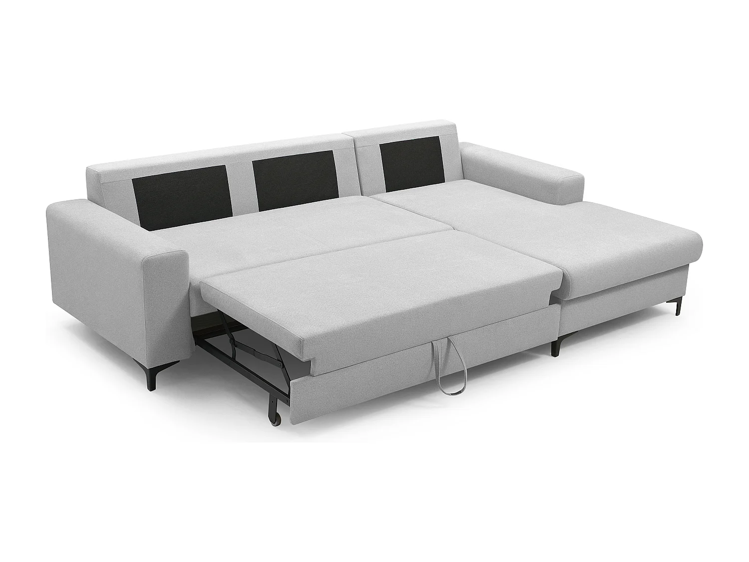Ecksofa AVRA mit Schlaffunktion, Stauraum, rechte Seite, 251x165x85 cm, Farbe: GRAU