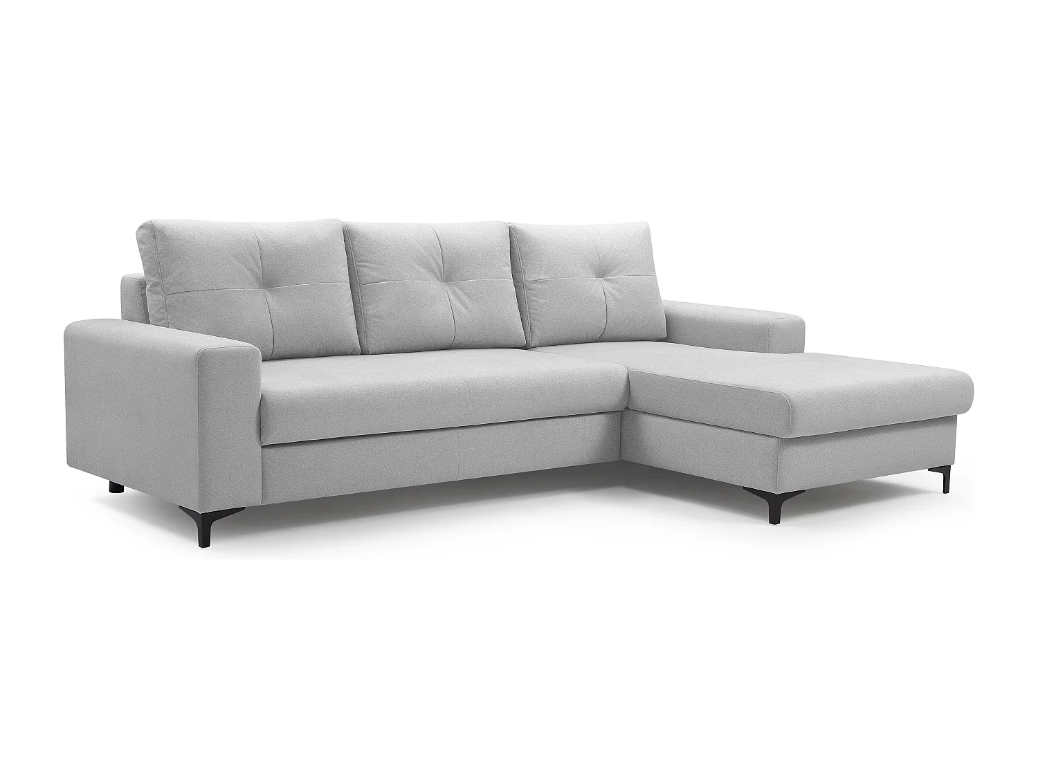 Hoekbank AVRA – Slaapfunctie, opbergruimte, rechterzijde, 251x165x85 cm, kleur: GRIJS