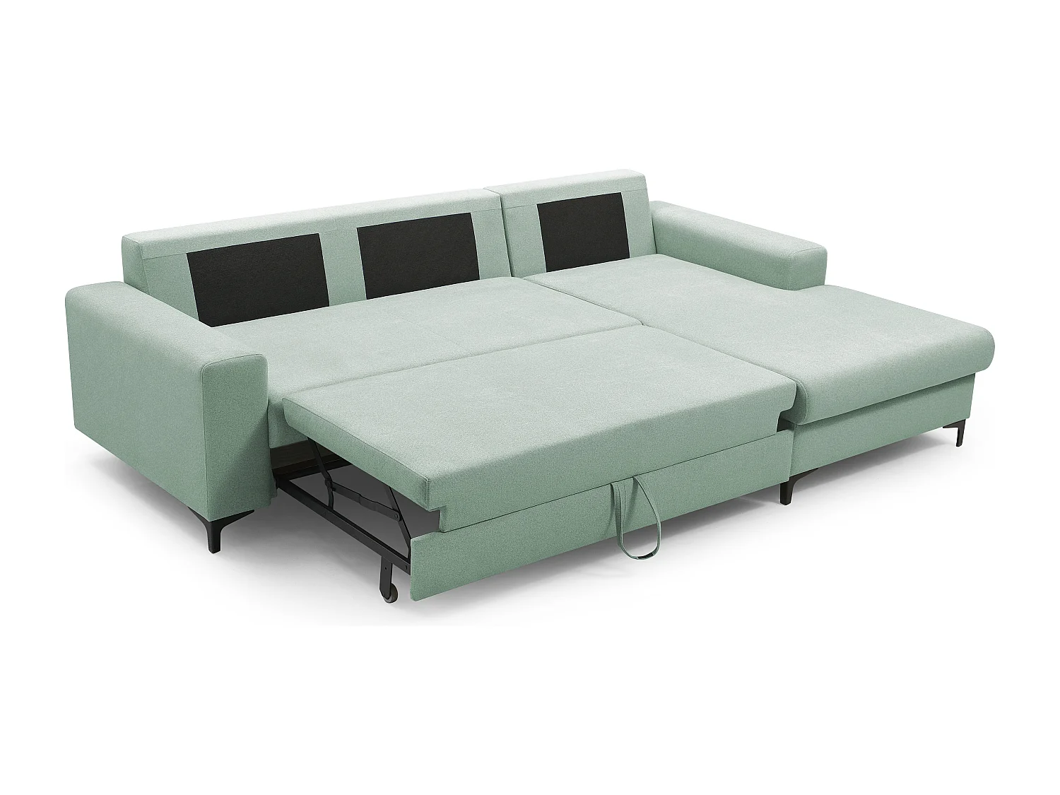 Ecksofa AVRA mit Schlaffunktion, Stauraum, rechte Seite, 251x165x85 cm, Farbe: TÜRKIS