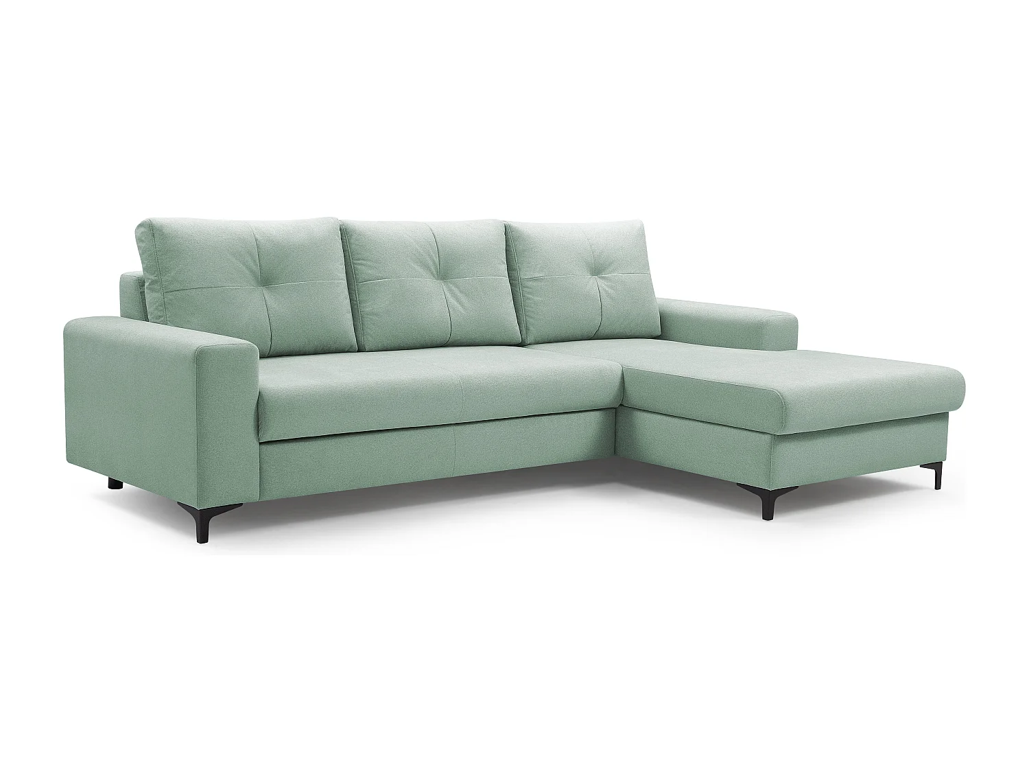 Ecksofa AVRA mit Schlaffunktion, Stauraum, rechte Seite, 251x165x85 cm, Farbe: TÜRKIS