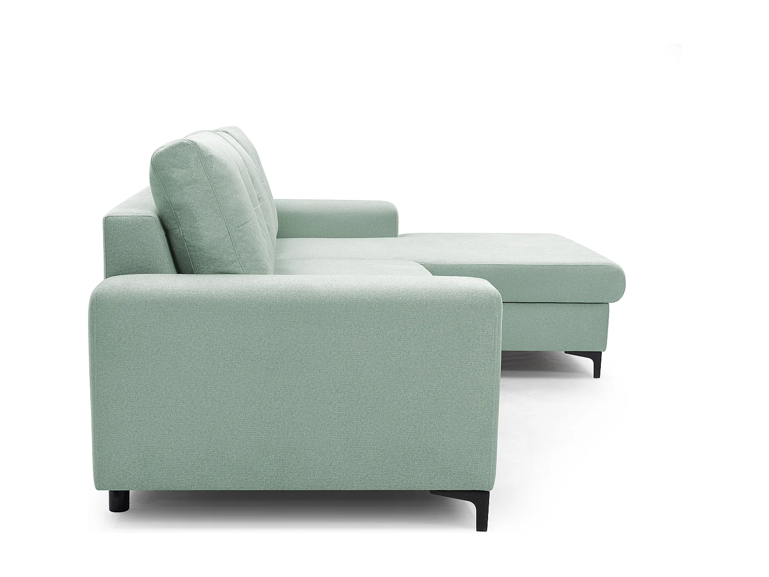 Hoekbank AVRA – Slaapfunctie, opbergruimte, rechterzijde, 251x165x85 cm, kleur: TURQUOISE