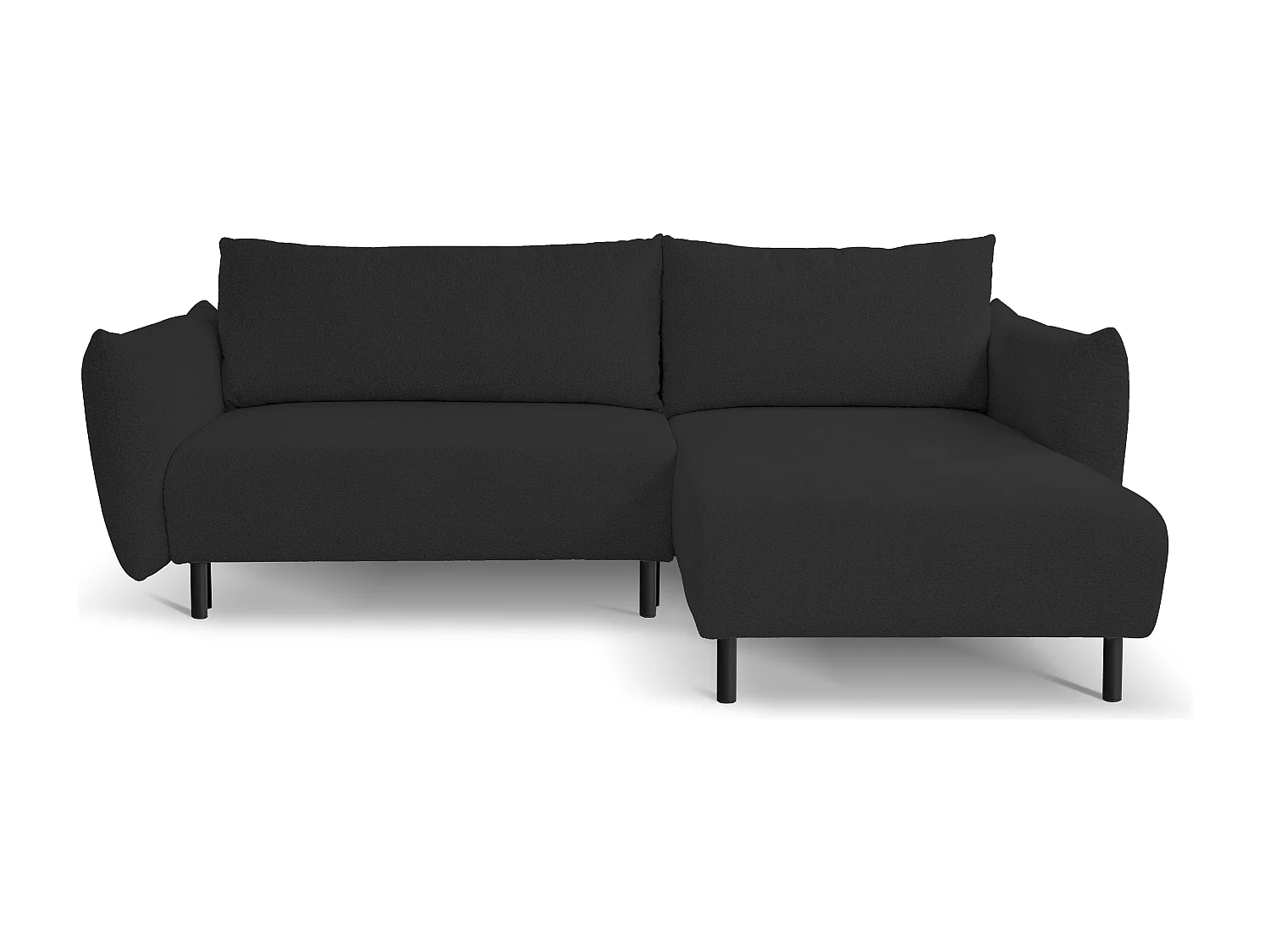 Ecksofa ADEL mit Schlaffunktion und Bettkasten – L-Form, Metallfüße, verstellbar, 145x212cm, 257x90x171cm SCHWARZ RECHTS