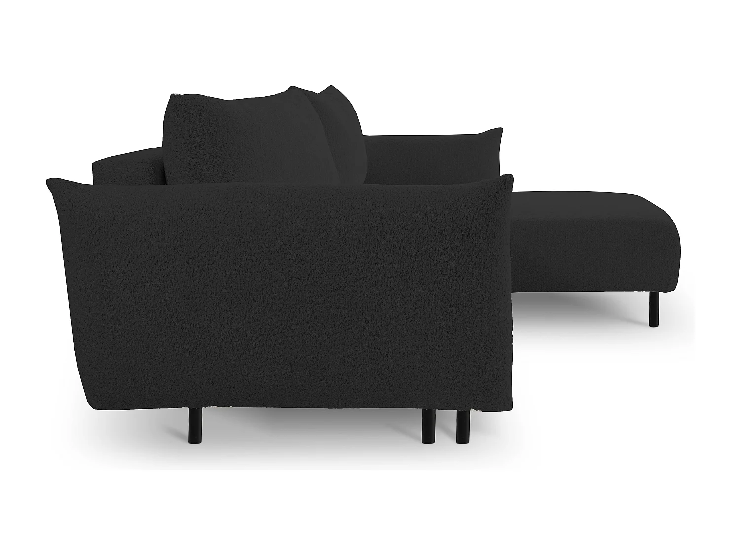 Hoekbank ADEL met slaapfunctie en opbergruimte – L-vorm, metalen poten, verstelbaar, 145x212 cm, 257x90x171 cm, ZWART RECHTS