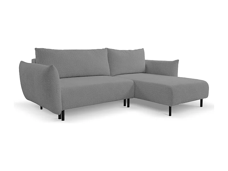 Canapé d'angle ADEL convertible avec coffre - Disposition L, pieds métalliques, configuration réglable, gris clair droit 145x212cm, 257x90x171cm