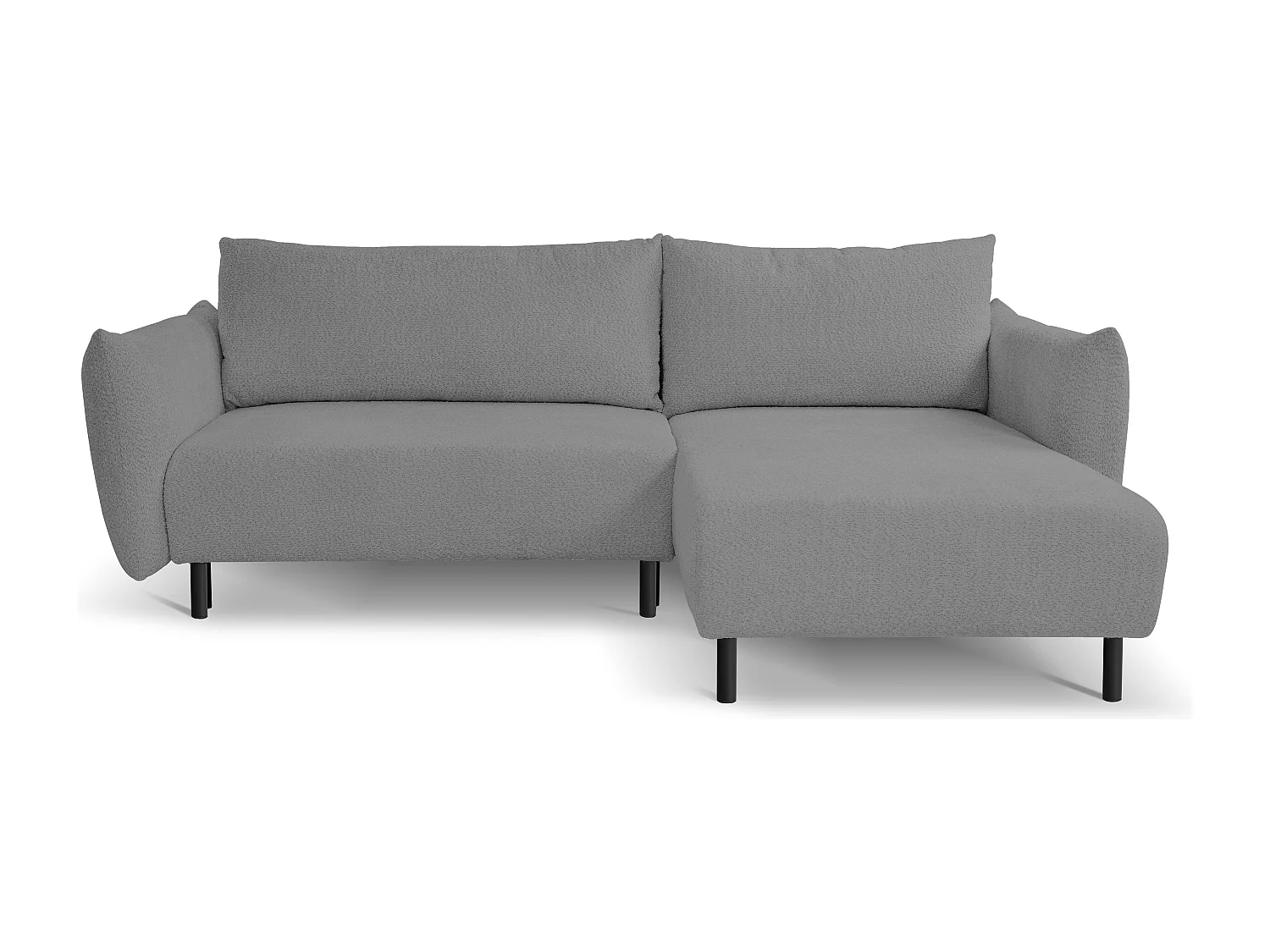 Narożnik ADEL z funkcją spania i pojemnikiem na pościel – Układ L, metalowe nogi, regulowana konfiguracja, 145x212cm, 257x90x171cm JASNO-SZARY PRAWY