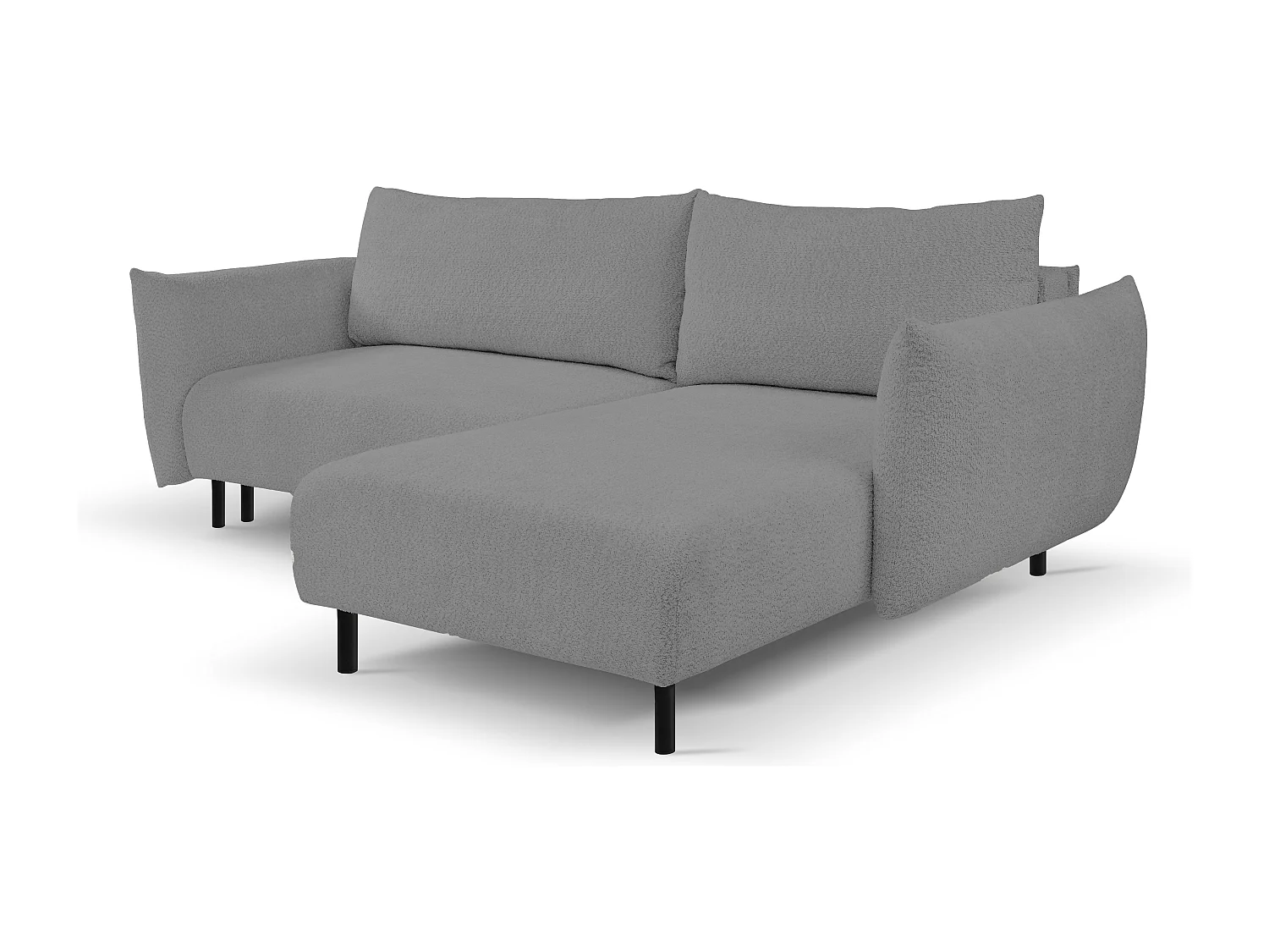 Hoekbank ADEL met slaapfunctie en opbergruimte – L-vorm, metalen poten, verstelbaar, 145x212 cm, 257x90x171 cm, LICHTGRIJS RECHTS