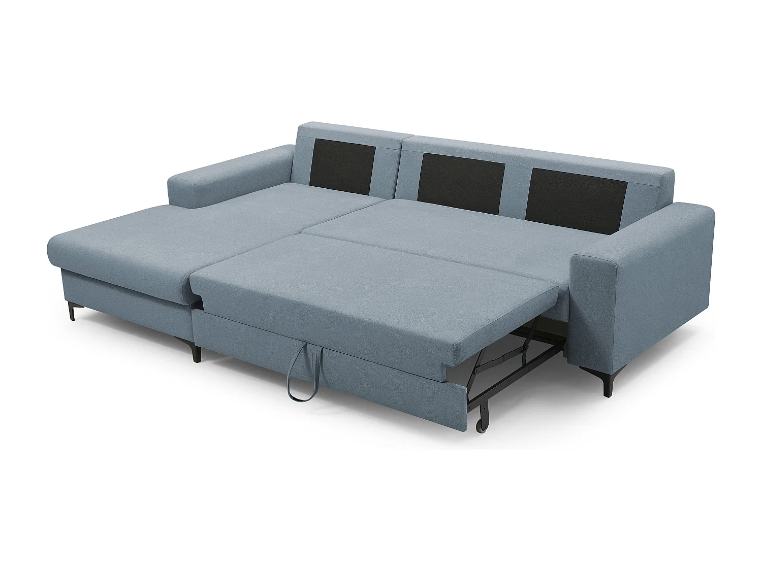 Ecksofa AVRA mit Schlaffunktion, Stauraum, linke Seite, 251x165x85 cm, Farbe: BLAU