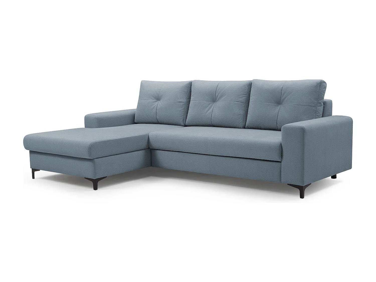 Ecksofa AVRA mit Schlaffunktion, Stauraum, linke Seite, 251x165x85 cm, Farbe: BLAU
