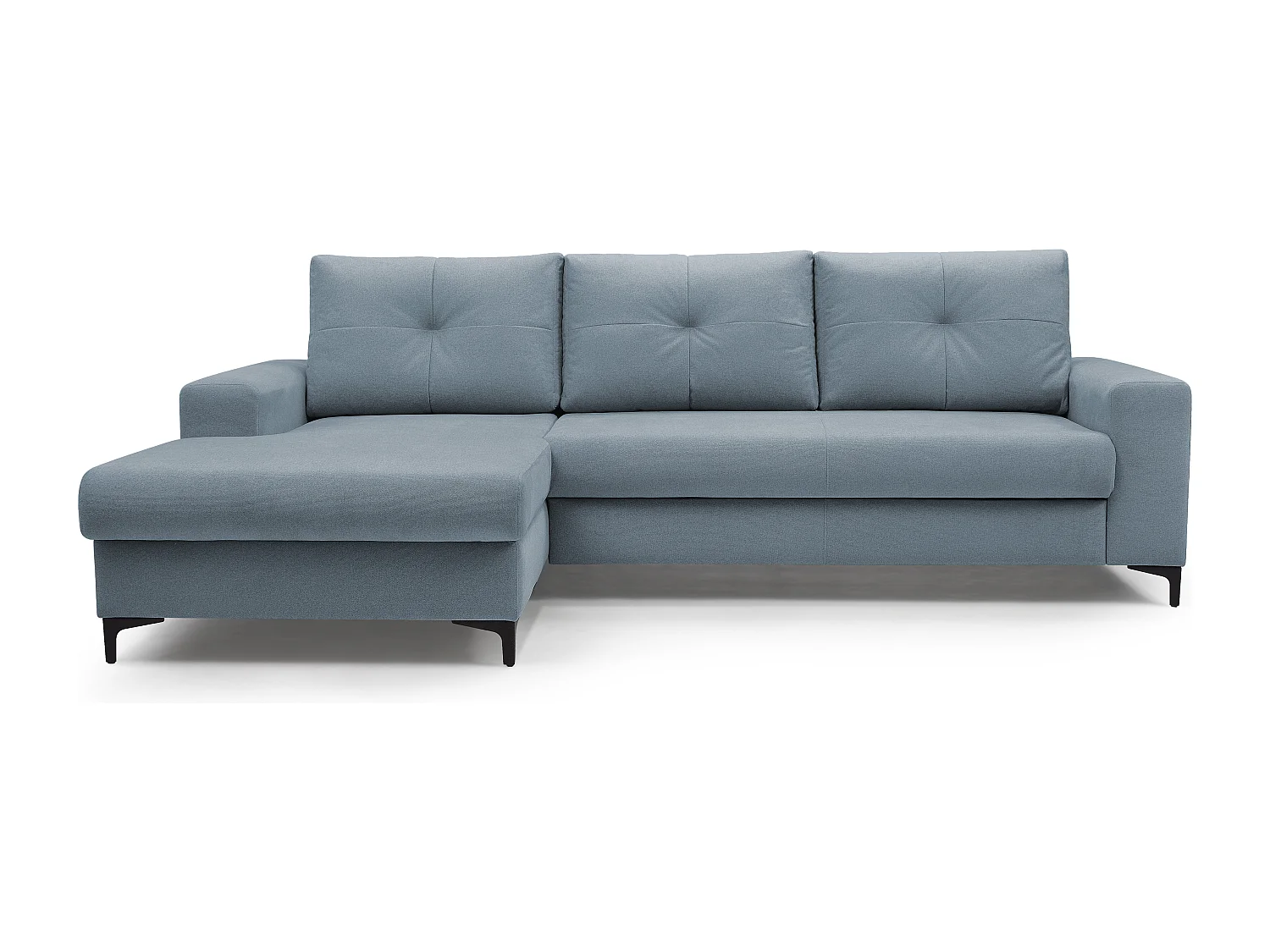 Hoekbank AVRA – Slaapfunctie, opbergruimte, linkerzijde, 251x165x85 cm, kleur: BLAUW