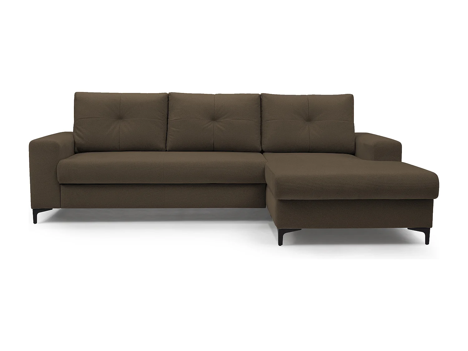 Hoekbank AVRA – Slaapfunctie, opbergruimte, rechterzijde, 251x165x85 cm, kleur: BRUIN