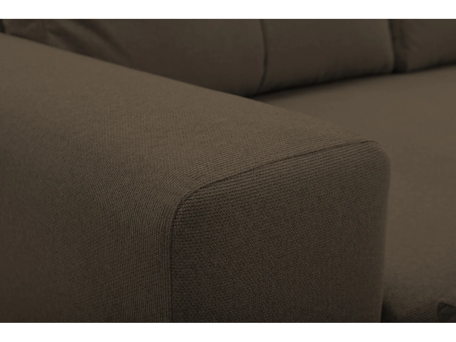 Hoekbank AVRA – Slaapfunctie, opbergruimte, rechterzijde, 251x165x85 cm, kleur: BRUIN